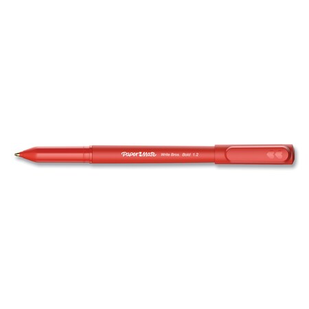 Paper Mate Write Bros. Ballpoint Pen, Stick, Bold 1.2 mm, Red Ink, Red Barrel, PK12 PK 2124521